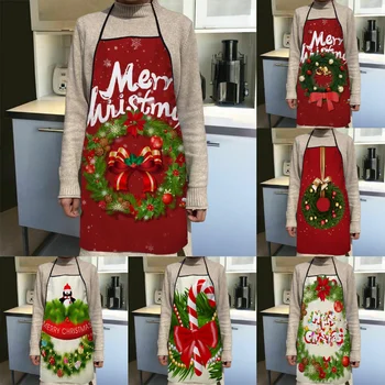 Фартук с Рождественской гирляндой, Кухонный Рождественский декор для женщин, Передник из ткани Оксфорд, Аксессуары для домашней кухни, Фартук