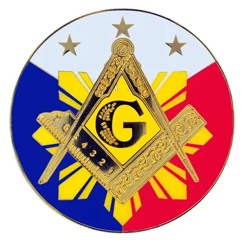 Филиппинский масонский автомобильный значок Металлический круглый логотип автомобиля Индивидуальность Аксессуары для модификации автомобиля Изысканное модное Украшение кузова
