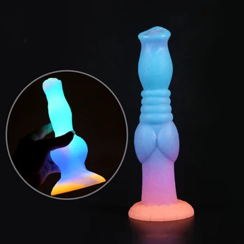 флуоресцентный фаллоимитатор Реалистичный Инопланетный пенис собаки-волка для женщин с толстой присоской Пара эротических секс-игрушек для взрослых для мужчин