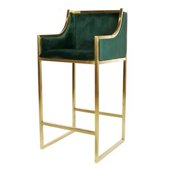 Хит продаж, высококачественная бархатная ткань лаймового цвета, дизайнерская мебель для барных стульев