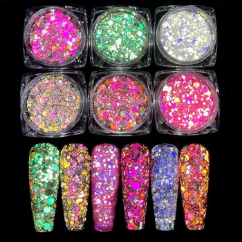 Хит продаж, супер Блестящие аксессуары для ногтей, светоотражающая цветная алмазная пудра, новинка осени и зимы с взрывным блеском.
