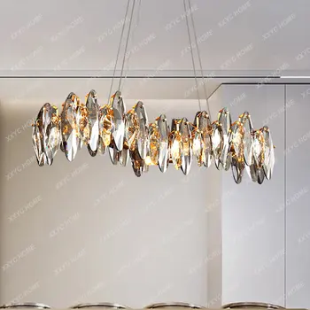 Хрустальная люстра в скандинавском стиле E14, роскошное украшение гостиной, светодиодный подвесной светильник Grey Diamonds Crystal Droplight
