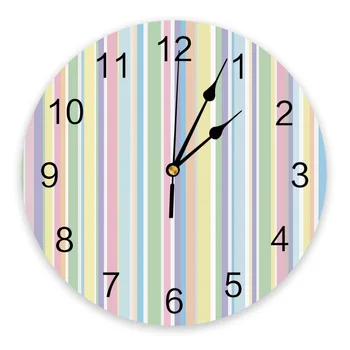 Цветные настенные часы в вертикальную полоску Современный дизайн Украшение гостиной Кухни Бесшумные часы Домашний декор