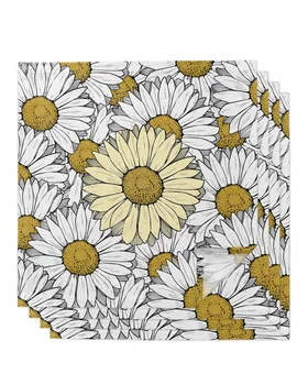 Цветы Хризантема Простой набор столовых салфеток Носовой платок для ужина Полотенце Салфетки Ткань для свадебного банкета