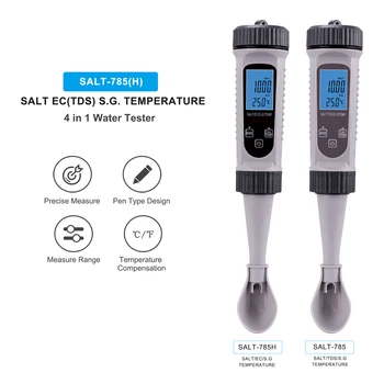 Цифровой тестер воды 4в1 Измеритель температуры СОЛИ S.G. Высокоточное устройство для измерения качества воды с ручкой