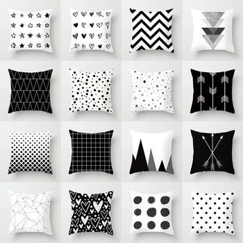 Черно-белая полосатая геометрическая наволочка из полиэстера, наволочка для гостиной, спальни, дивана, декоративная наволочка