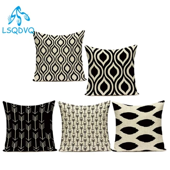 Черно-белые декоративные подушки из полиэстера в простую геометрическую полоску, домашний декор для дивана, наволочка