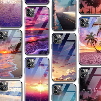 Чехол ciciber Beach Dusk sky для Iphone 12 чехол для Iphone 12 11 XR Pro XS MAX mini X 7 8 6 6S Plus SE 2020 из закаленного стекла Funda