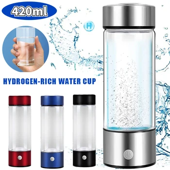 Электрический фильтр для воды, 420 мл, Чашка с ионизатором, обогащенная водородом, Портативная Бутылка для водорода из нержавеющей стали с батарейным питанием/ USB