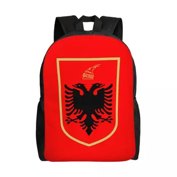 Эмблема Албании Орел, рюкзак для ноутбука, женская мужская повседневная сумка для книг для студентов колледжа, албанская патриотическая сумка
