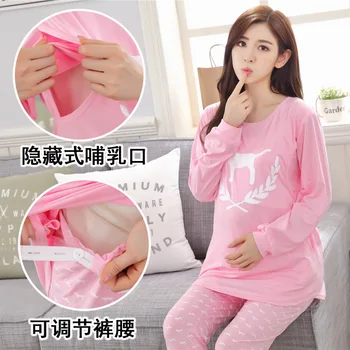 Южная Корея, закрытое ночное белье для кормящих, розовое, легкое, новый костюм для беременных, возрастной сезон