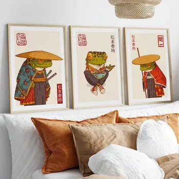 Японская лягушка, винтажные плакаты и принты с животными, картина на холсте, лягушка Мацумото Ходзи, настенное художественное изображение для домашнего декора гостиной