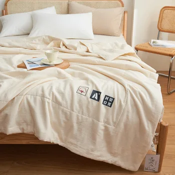 Японские одеяла из чистого хлопка, Летние однотонные Кондиционеры, одеяло для пары, хлопковое наполнение, двойные одеяла 200 * 230